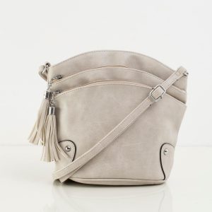 Light grey handbag with zippers