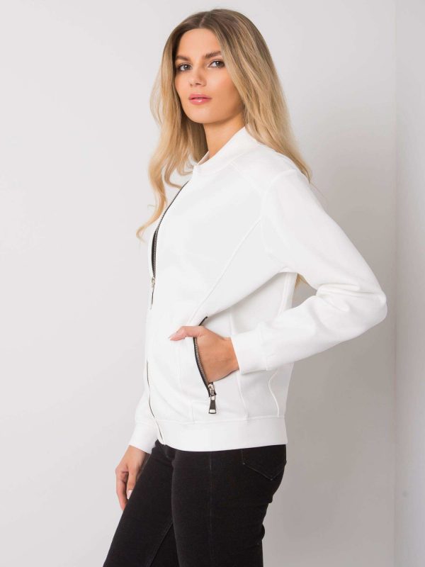 White bomber sweatshirt with Lanecia pockets