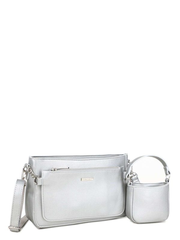 Silver women's bag made of eco-leather LUIGISANTO