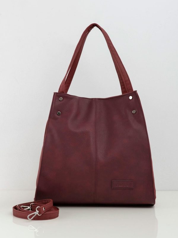 Burgundy large bag made of eco leather