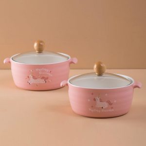 Light pink bowl with unicorn