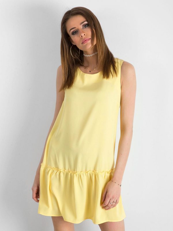 Yellow dress with ruffle and binding