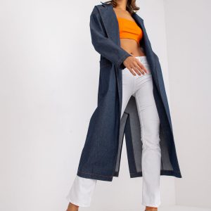 Dark blue long denim coat Kaya RUE PARIS