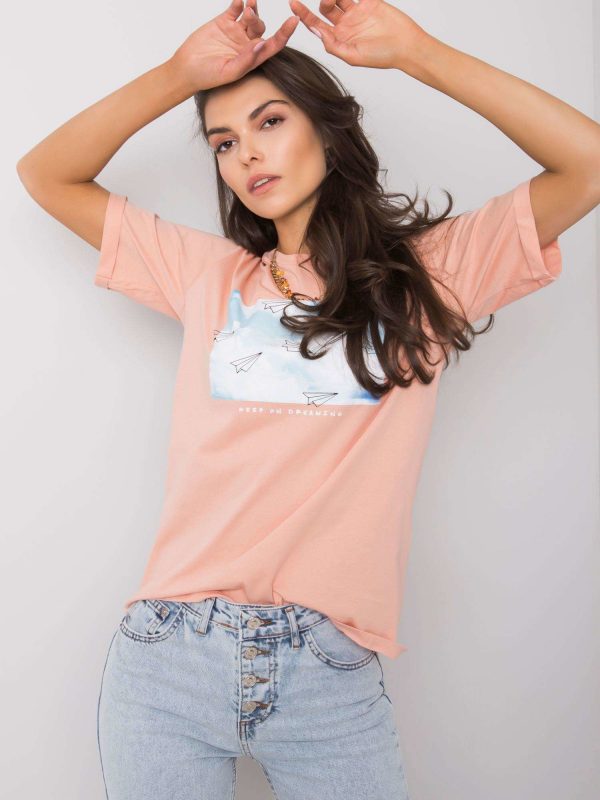 Salmon t-shirt with print Dael