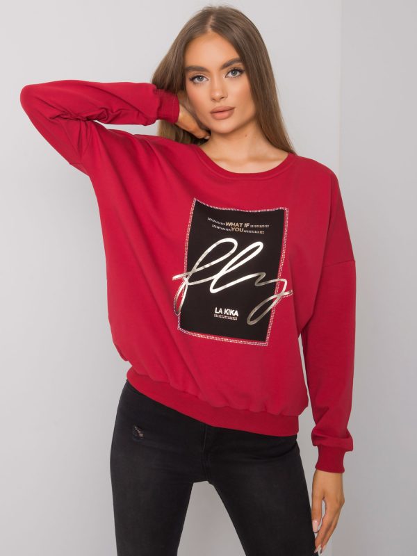 Burgundy sweatshirt for women with Salisbury print