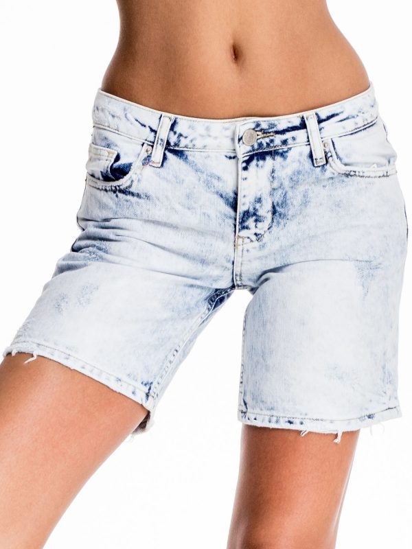 Blue denim shorts with longer leg