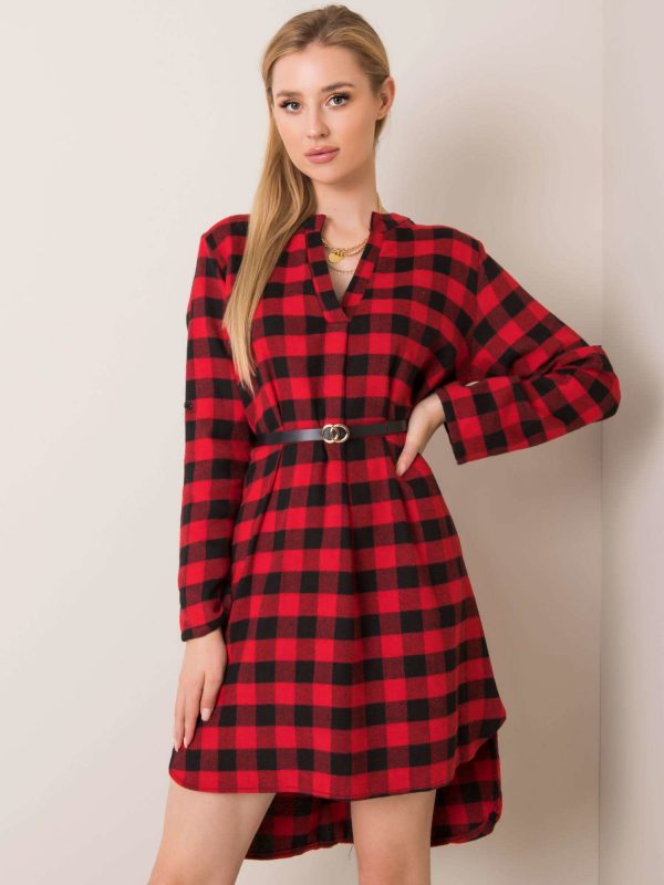 Candice red and black flannel dress