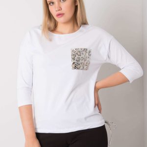 White plus size blouse with pocket Elisha