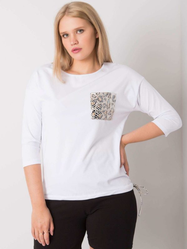 White plus size blouse with pocket Elisha