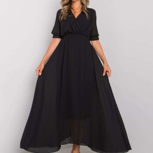 Alejandra Pleated Black Long Dress