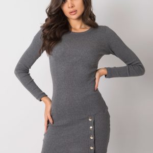 Dark grey melange fitted dress Aneeka RUE PARIS