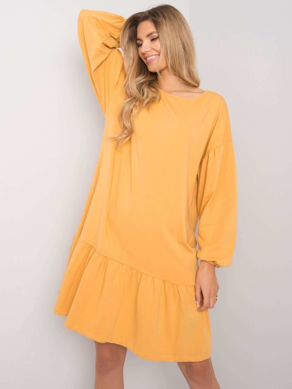 Shadia mustard flounce dress