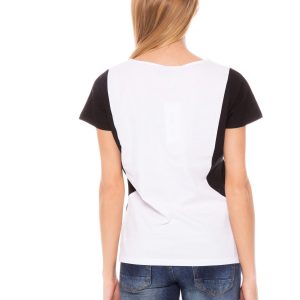 White & Black Cotton Women's T-Shirt