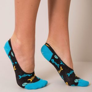 Black Pattern Short Socks