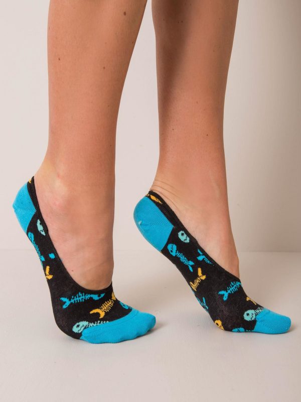 Black Pattern Short Socks