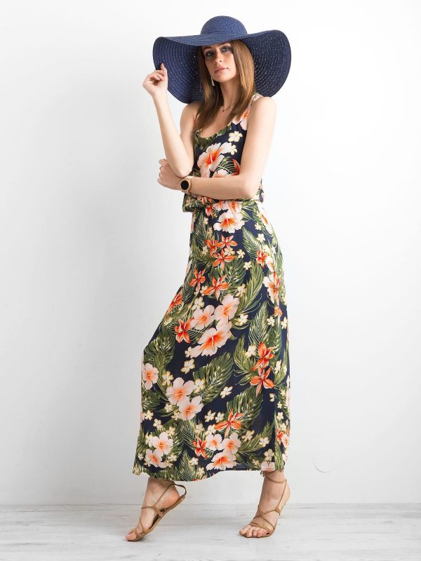 Navy blue floral summer dress