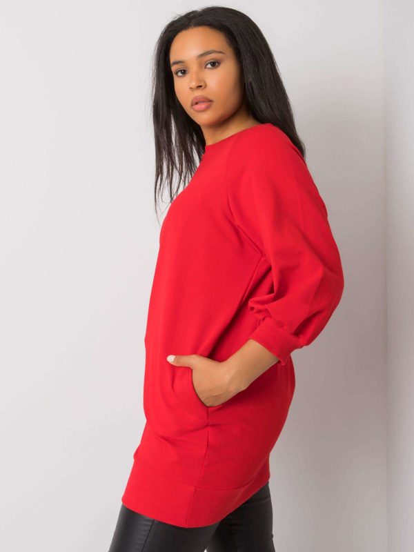 Red plus size sweatshirt with Savine pockets