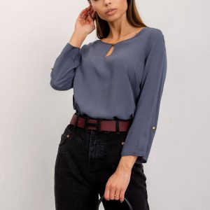 RUE PARIS Grey-blue blouse Gina