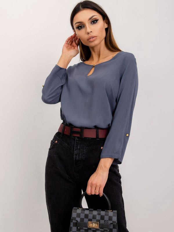 RUE PARIS Grey-blue blouse Gina