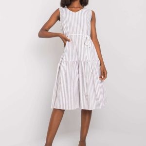 White and grey striped dress by Leina