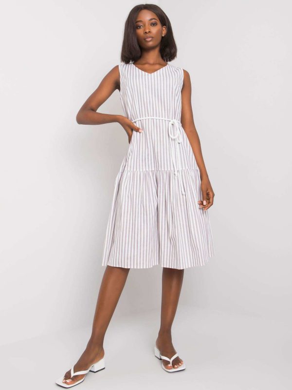 White and grey striped dress by Leina