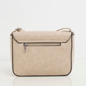 Beige Faux Leather Messenger Bag