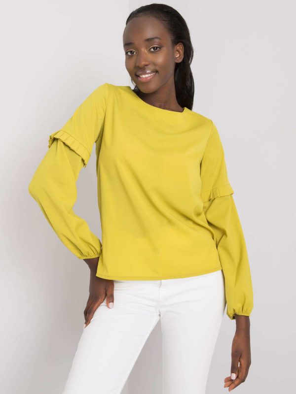 Light green blouse with round neck Makenna