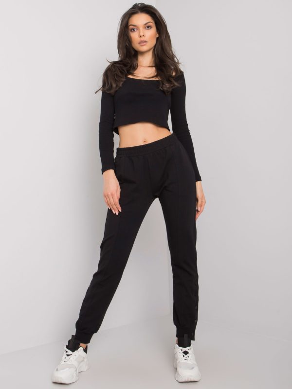 Cindy RUE PARIS black sweatpants with buttons