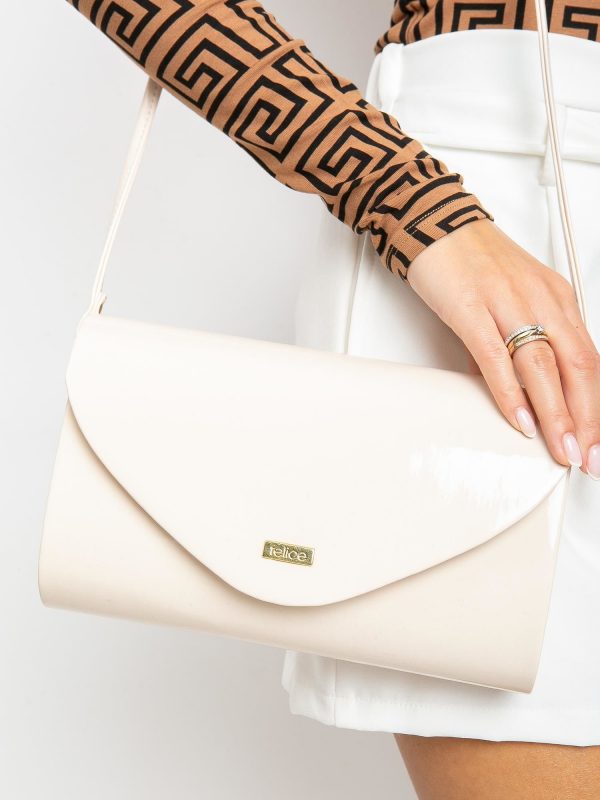 Cream eco leather clutch bag