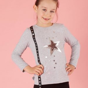 Light gray children's blouse with applique