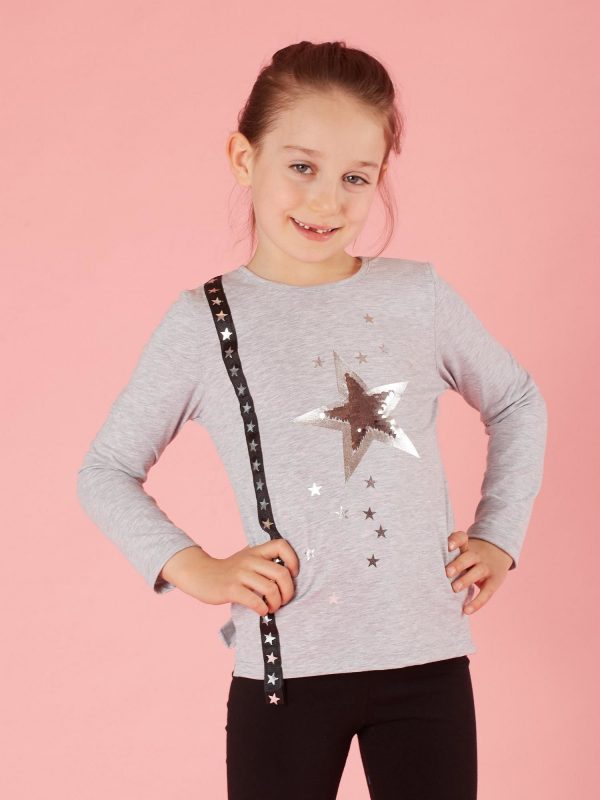 Light gray children's blouse with applique