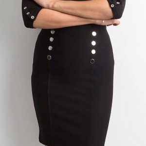 Black pencil skirt with buttons