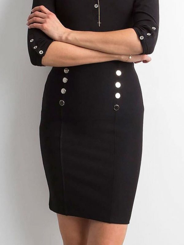 Black pencil skirt with buttons