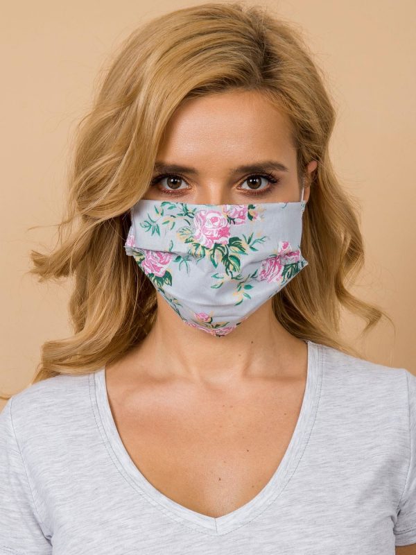 Light Grey Flower Protective Mask