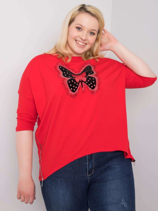 Red blouse with Millie appliqués