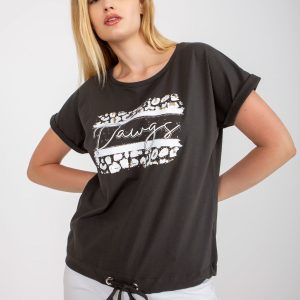 Khaki Loose Plus Size Cotton T-Shirt