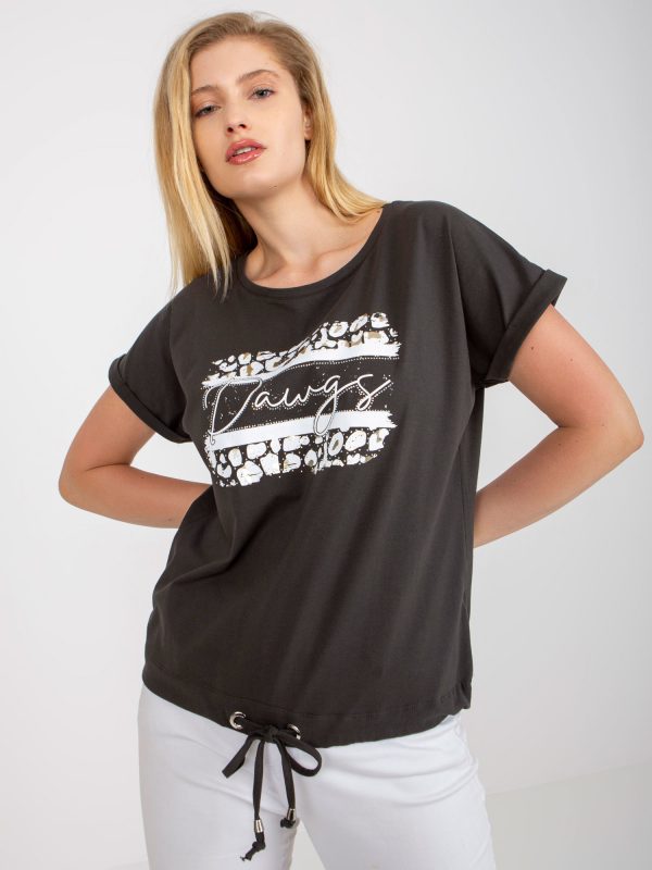 Khaki Loose Plus Size Cotton T-Shirt