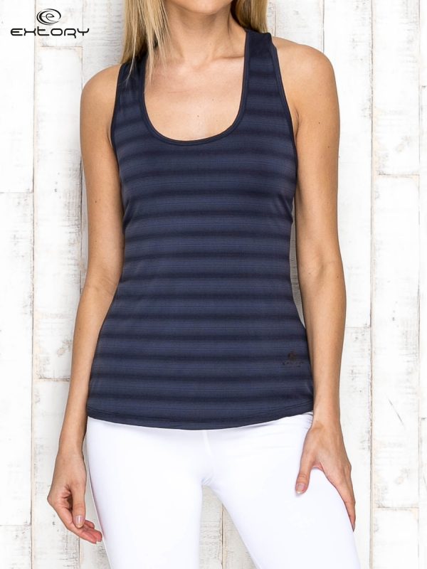 Dark grey women's sports top with stripes