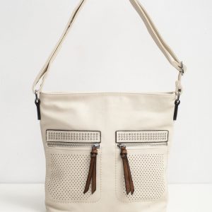 Beige bag with openwork pockets