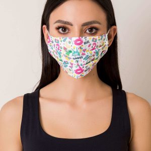 White reuse mask with colorful print