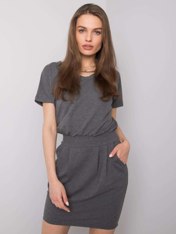 Dark grey melange casual dress Aimee RUE PARIS