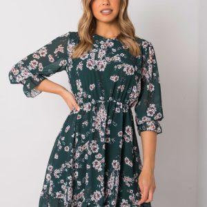 Dark Green Floral Dress Tamila RUE PARIS