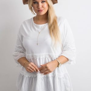 White boho tunic with ruffle PLUS SIZE