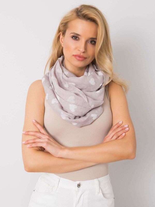 Grey scarf with hearts print