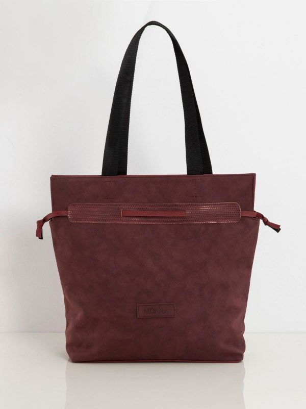 Burgundy bag with snake pattern