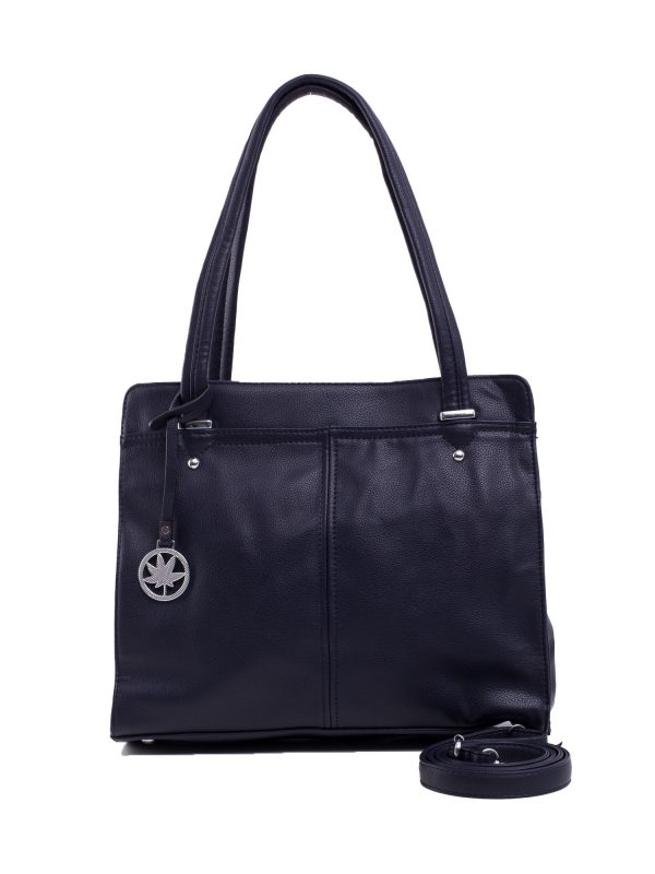 Navy blue eco-leather city bag