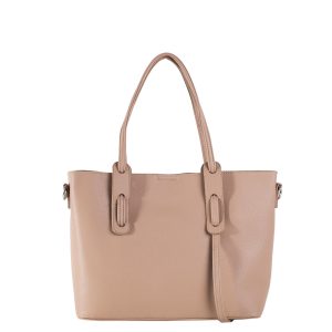 Beige Eco Leather Shoulder Bag