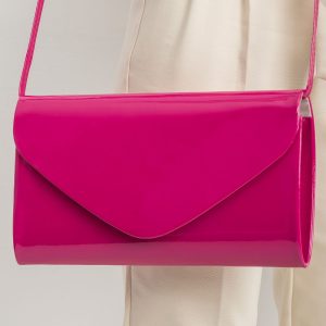 Lacquered fuchsia clutch