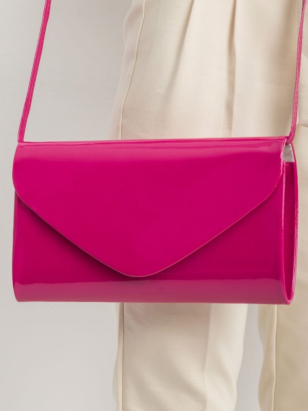 Lacquered fuchsia clutch