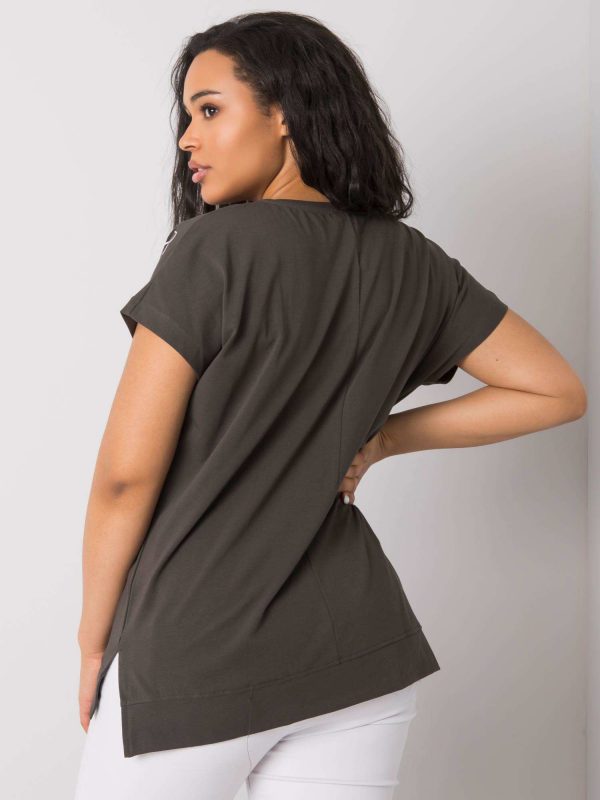 Dark khaki blouse plus size Shanna